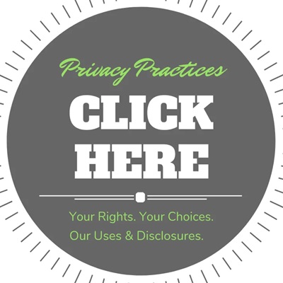 Graphic button promoting privacy practices with a call to action.